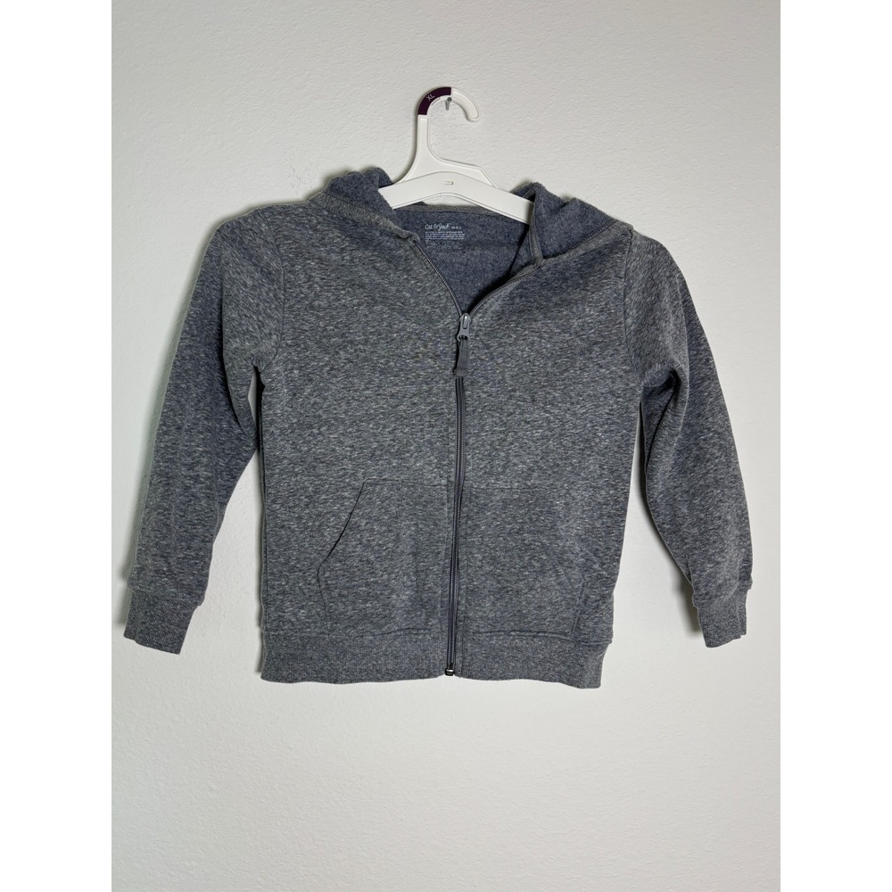 Cat & Jack Boys Heathered Gray Full Zip Hoodie Sweatshirt Size XS 4/5